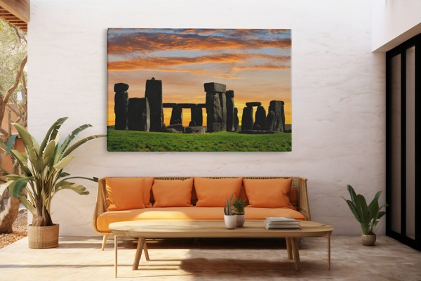Stonehenge bei Sonnenuntergang Leinwanddruck - an der Wand in einem Raum