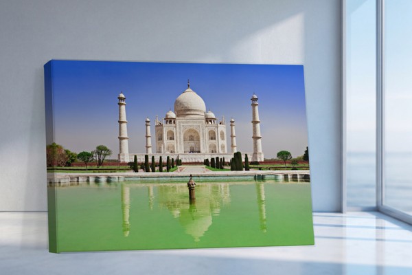 Taj Mahal at Sunset Canvas Print - on the wall in a room interior