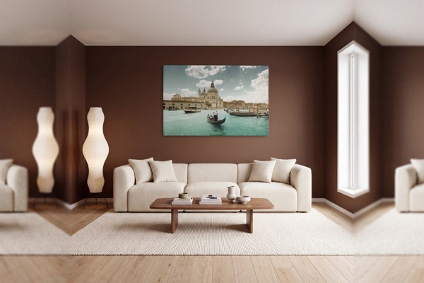 Benátsky kanál Canvas Print - Pohľad gondoliéra - na stene v interiéri