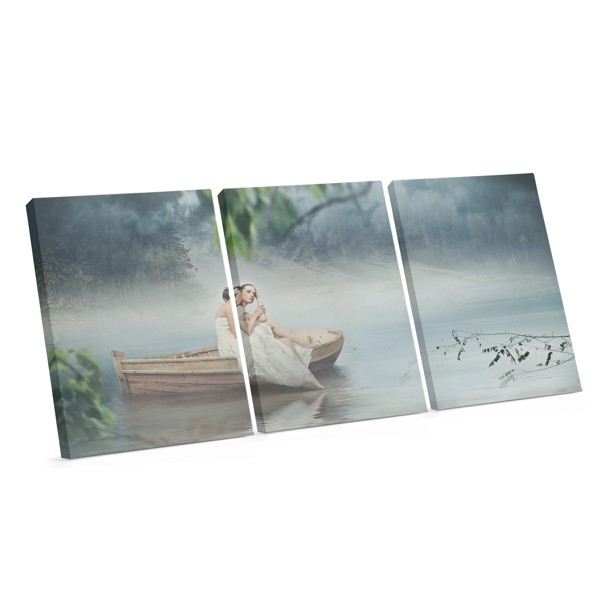 Woman in White Sailing Boat Canvas Print