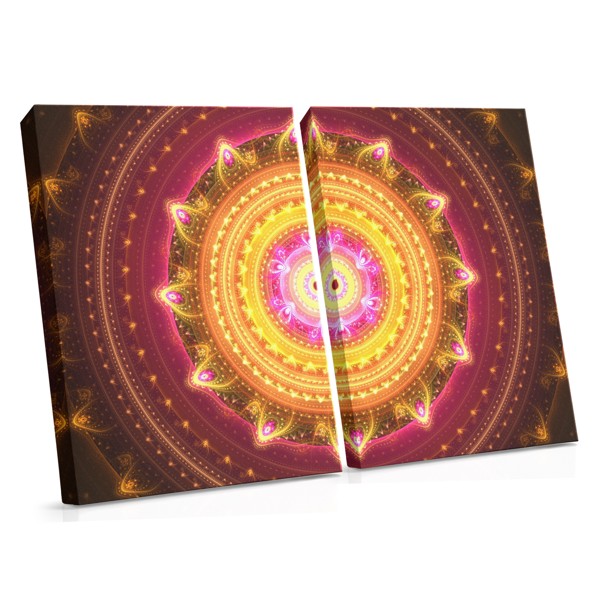 Mandala Symbol Canvas Print in Gold and Teal