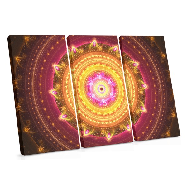 Mandala Symbol Canvas Print in Gold and Teal