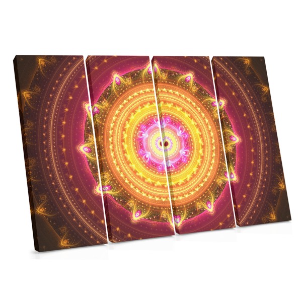 Mandala Symbol Canvas Print in Gold and Teal
