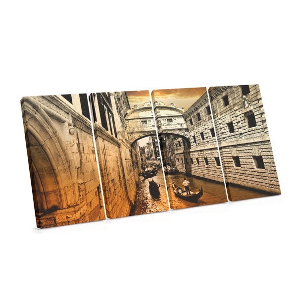 Venice Canal with Moored Boat Canvas Print