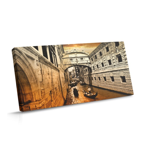 Venice Canal with Moored Boat Canvas Print