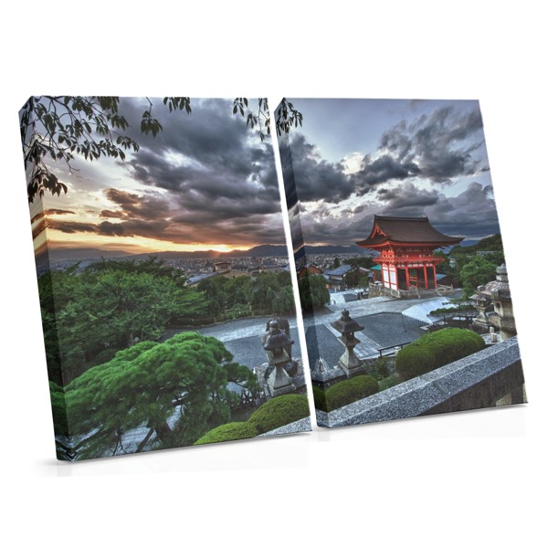 Āzijas templis rudens mežā - audekla prints
