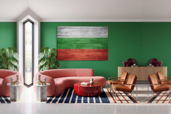 Drapeau Bulgare Impression sur Toile - au mur dans un intérieur