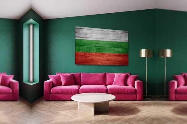 Drapeau Bulgare Impression sur Toile - au mur dans un intérieur