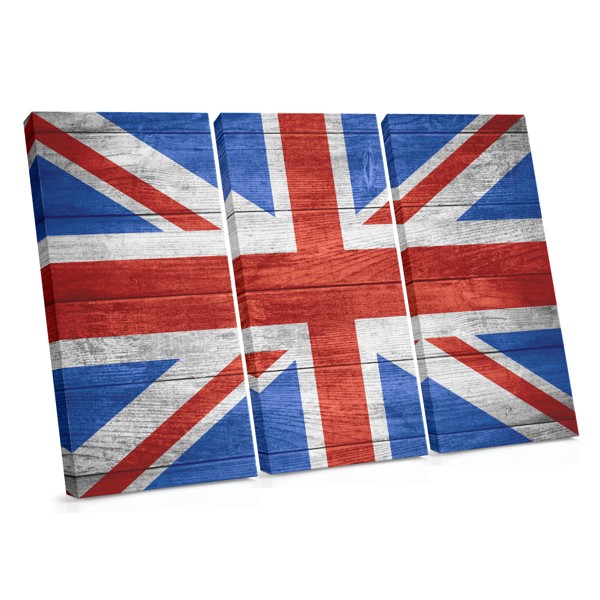 British Flag on Weathered Wood Canvas Print