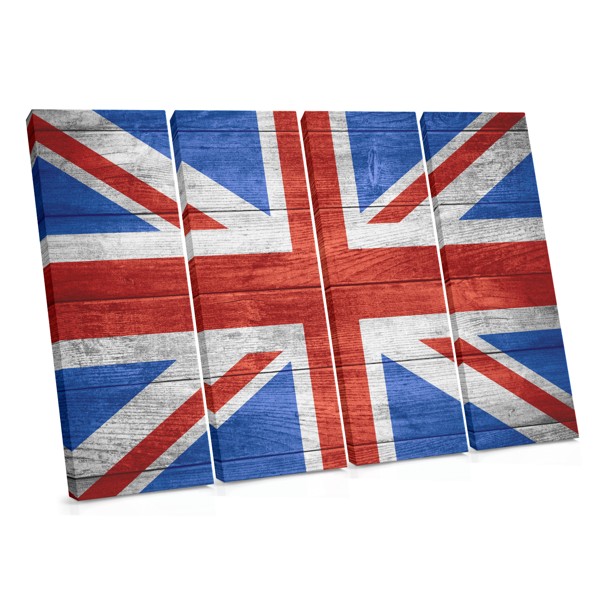 British Flag on Weathered Wood Canvas Print