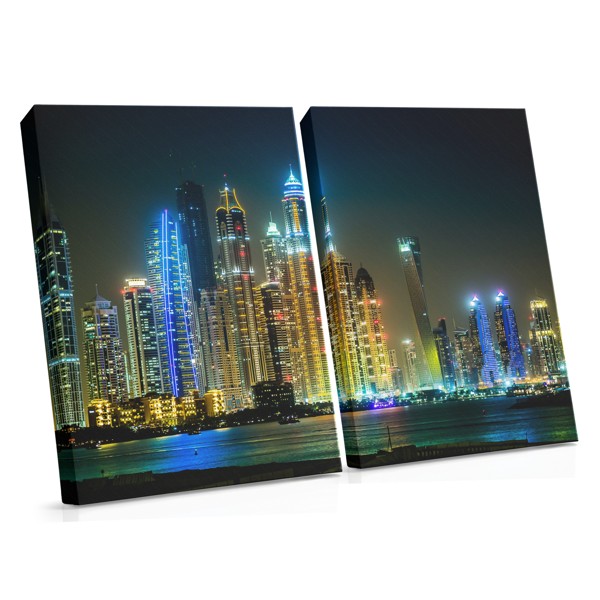 Dubai Cityscape at Night Canvas Print