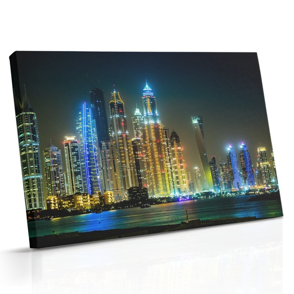 Dubajská panoráma v noci na plátne