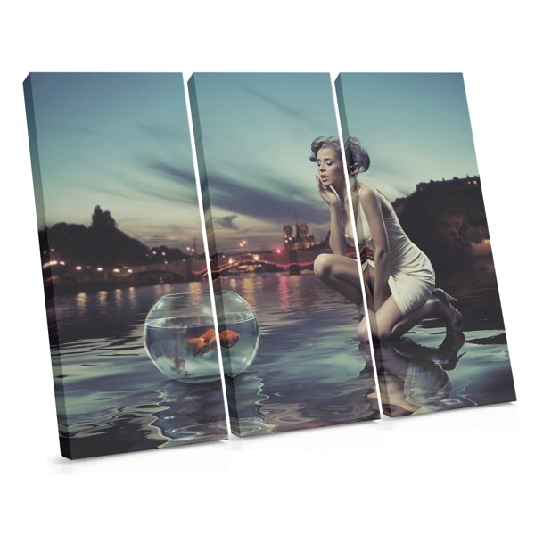 Woman in Water Collage Canvas Print