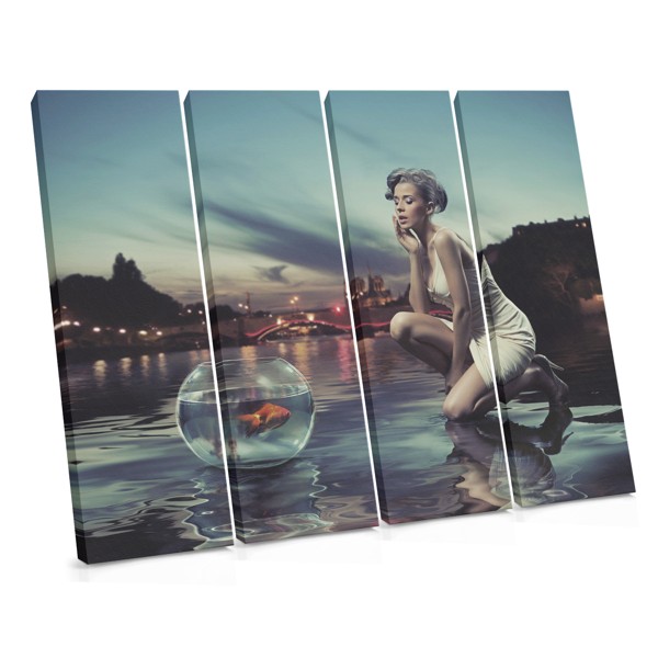 Woman in Water Collage Canvas Print
