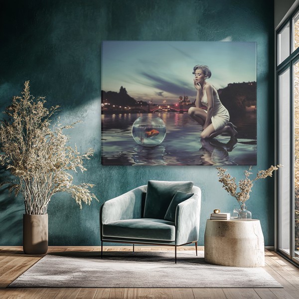 Femme dans l'Eau Toile Imprimée - au mur dans un intérieur
