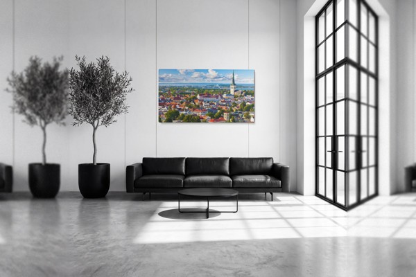 Tallinn Old Town Rooftops Canvas Print - on the wall in a room interior