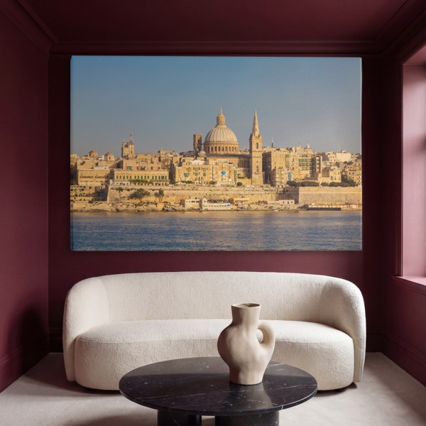Golden Domed City Canvas Print - on the wall in a room interior