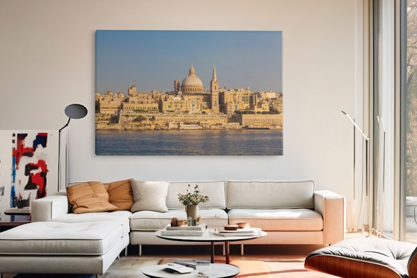 Golden Domed City Canvas Print - on the wall in a room interior
