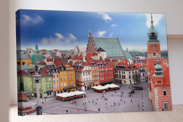 Varšavas Vecās pilsētas arhitektūras audekla prints - uz sienas telpā