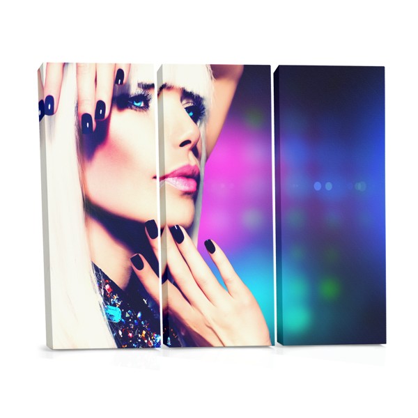 Neon Portrait Canvas Print - Woman in Pink and Blue Light