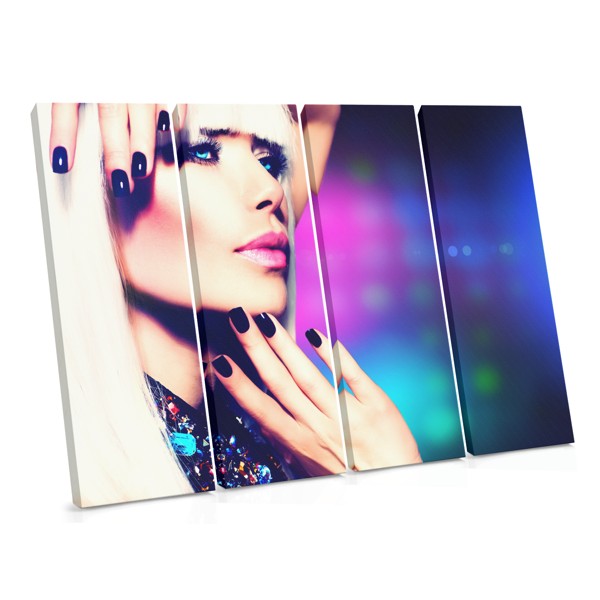 Neon Portrait Canvas Print - Woman in Pink and Blue Light