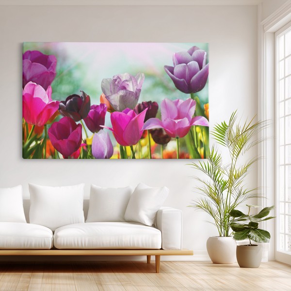 Impressão em Tela Vale de Tulipas - na parede num interior