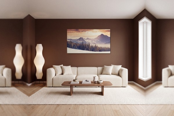 Mountain Charm Forest Landscape Canvas Print - on the wall in a room interior