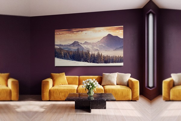 Mountain Charm Forest Landscape Canvas Print - on the wall in a room interior