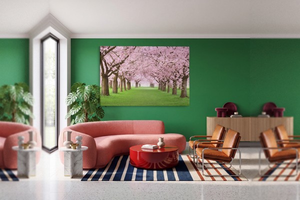 Lienzo Flores de Primavera en Luz Matutina - en la pared de un interior