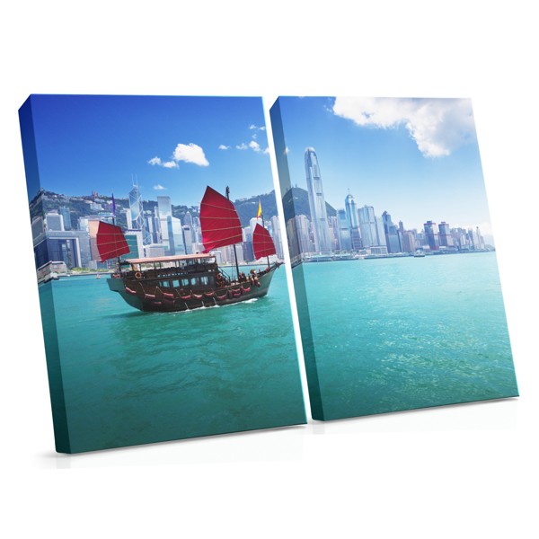 Coastal Town with Turquoise Water Canvas Print
