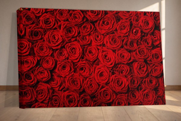Bouquet de Roses Toile - Fleurs Rose Pâle - au mur dans un intérieur