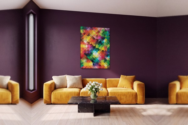 Colorful Mosaic Abstraction Canvas Print - on the wall in a room interior