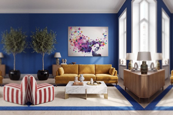 Toile Femme aux Papillons - au mur dans un intérieur