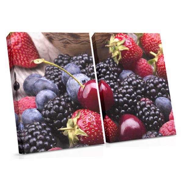 Red Cherries on Dark Wood Canvas Print