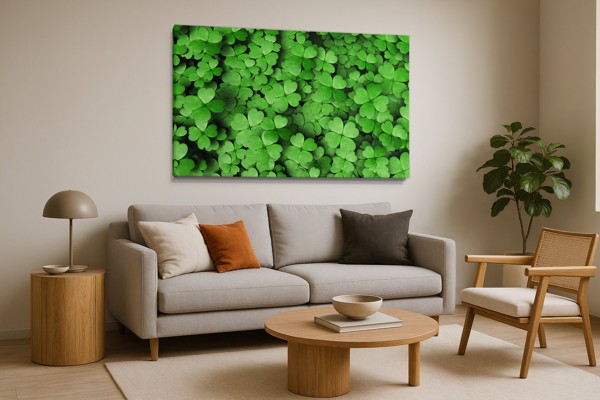 Mjuk rosa och vit blombukett på canvas - på väggen i ett rum
