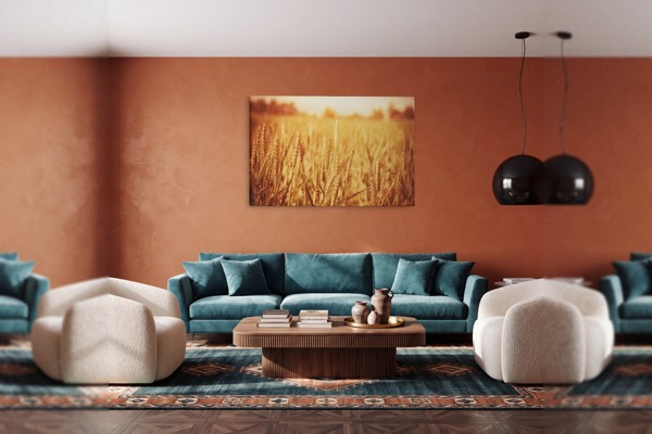 Golden Wheat Sprouts Canvas Print - on the wall in a room interior