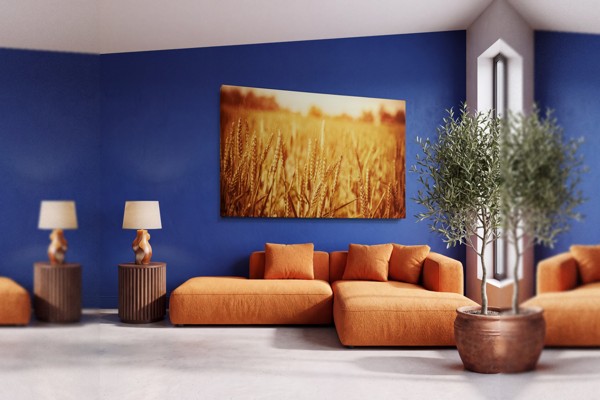 Golden Wheat Sprouts Canvas Print - on the wall in a room interior