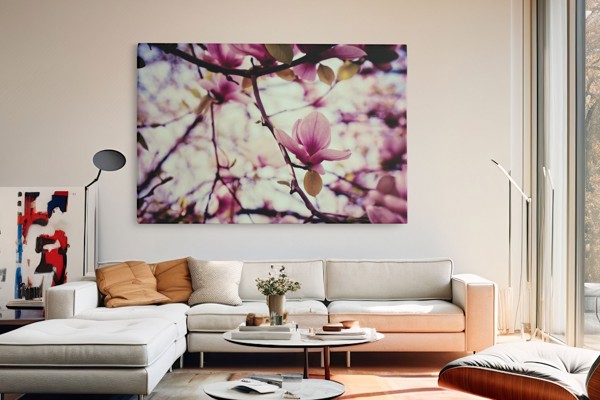 Impressão em Tela Árvore em Flor Primavera - na parede num interior