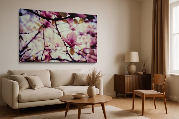 Impressão em Tela Árvore em Flor Primavera - na parede num interior