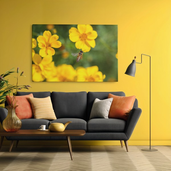 Impression sur Toile Fleurs de Jardin - au mur dans un intérieur