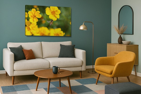 Impression sur Toile Fleurs de Jardin - au mur dans un intérieur