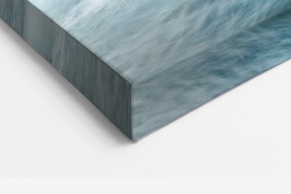 Water Collision Canvas Print - Dynamic Splash Art - on the wall in a room interior