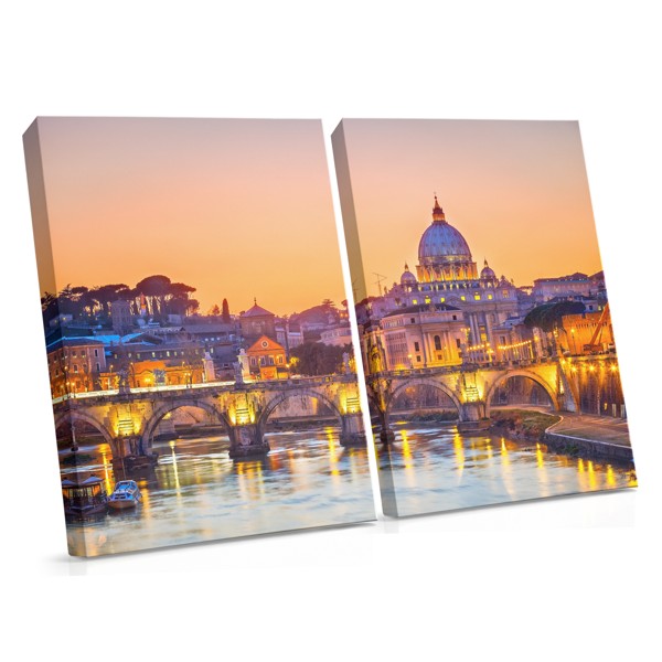 Basilica by the River at Night Canvas Print