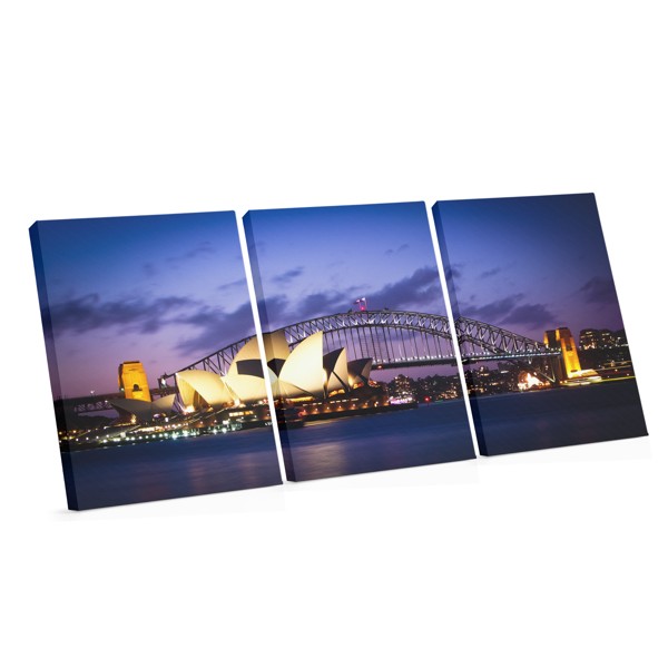 Night City Bridge Over Water Canvas Print