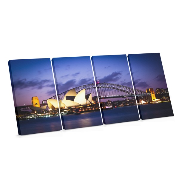 Night City Bridge Over Water Canvas Print