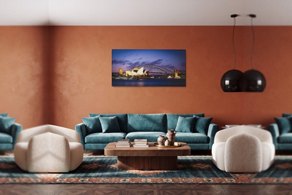 Νυχτερινή Γέφυρα Πόλης Πάνω από Νερό Canvas Print - στον τοίχο σε εσωτερικό χώρο