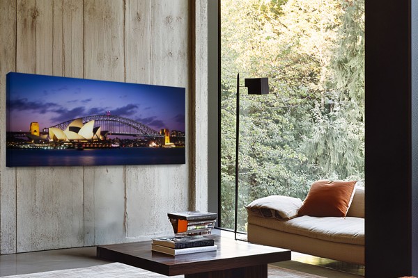 Νυχτερινή Γέφυρα Πόλης Πάνω από Νερό Canvas Print - στον τοίχο σε εσωτερικό χώρο