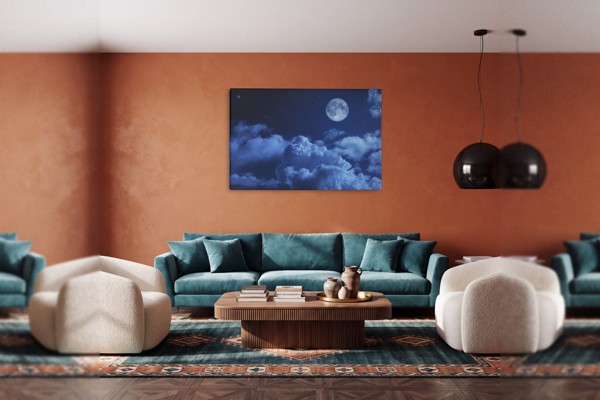 Lunar Charm Night Sky Canvas Print - on the wall in a room interior