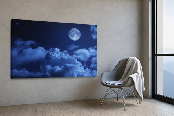 Lunar Charm Night Sky Canvas Print - on the wall in a room interior
