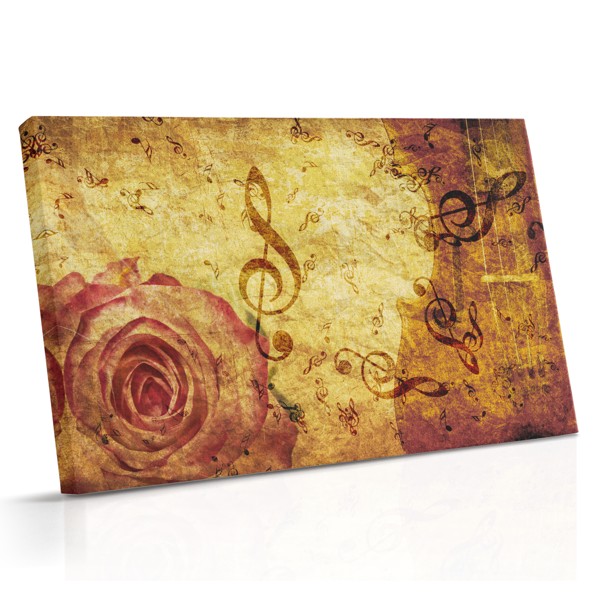 Une rose rose superposée sur une partition musicale vieillie avec des notes manuscrites et des portées